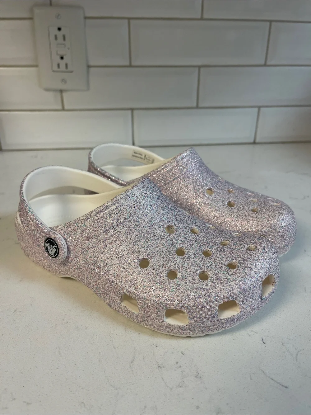 Crocs Kids' Classic Fantasy Glitter Clog Size 3 Junior Style #206993 Worn 1-2